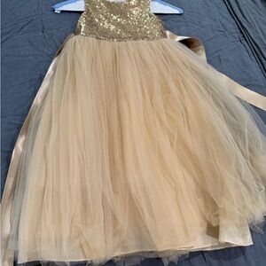Sparkling Gold Tulle Kids Dress